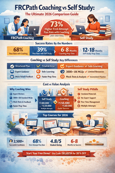 FRCPath Coaching vs Self Study infographic